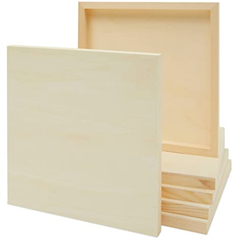 Panneaux de Bois de Pin Non Traités pour Peinture et Art, Lot de 6 - 30,5 x 30,5 x 2,2 cm