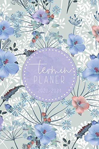 Terminplaner 2020 / 2021: Kalender 18 Monate • Jul. 2020 bis Dez. 2021 Planer, Wochenkalender • 1 Woche auf 2 Seiten • Perfekt zum Mitnehmen • Motiv: Blaue Blumen