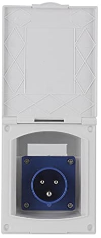 Enchufe para RV, 16A 220V-240V Toma de corriente a prueba de agua Enchufe hembra externo de 3 pines empotrado para caravana de remolque de autocaravana RV