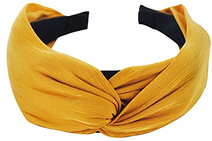 axy Haarreif mit raffinierten Knoten und leichtem Glanz - Wunderschön Stirnband Haarschmuck Haarreifen HRD2 (Gelb)