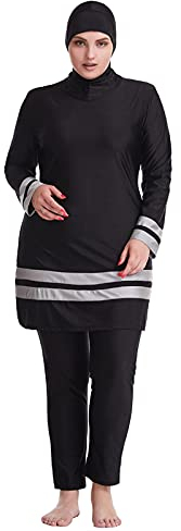 WOWDECOR Muslimische Badeanzüge für Frauen Plus Size, Vollständige Abdeckung Burkini Abnehmbarer Hijab