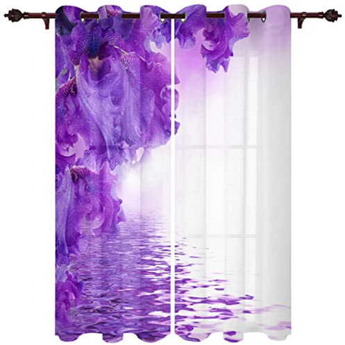 ZLLHAPPY Verdunklungsgardine Zen-Orchidee Auf Dem Wasser:Gardinen mit Schlaufen Vorhänge Polyester Vorhang Wohnzimmer Schlafzimmer Küche 2Er-Set 75x166cm