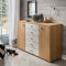 WIEMANN Kiruna Kommode, Eiche, Braun, beige, Creme, grau, Champagner, 141x86x43 cm