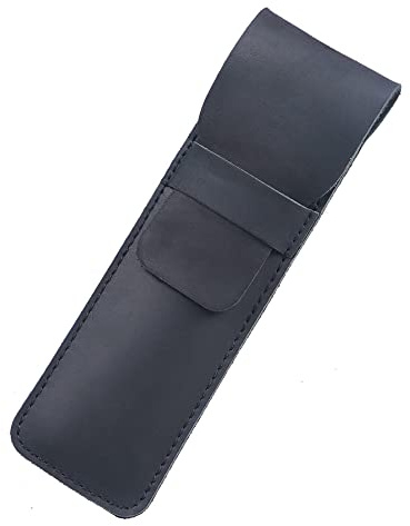 Custodia in pelle porta penne fatte a mano, custodia protettiva per penne Crazy Horse Pen Cover protettiva nera (S)