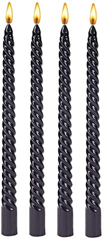 10 inch Taper Candles-Set of 4 Tapered Candle, Tall Candlesticks,Dripless and Smokeless,Home Dinner Candle, Party, Wedding, Halloween, Christmas Candles (Black, 10inch)