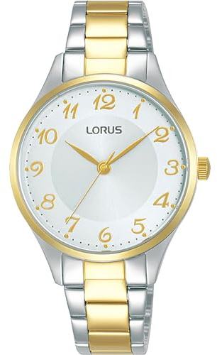 Lorus Women's Analogue Quartz Watch with Metal Strap, Silver, Gold/Silver, 32 mm, Bracelet