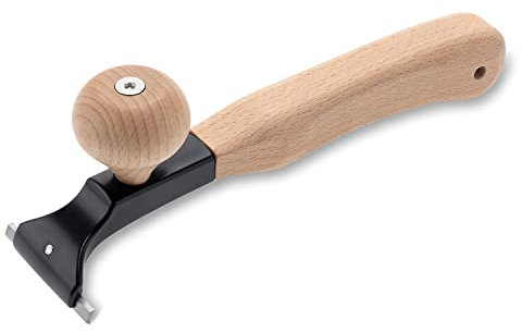 Grattoir ergonomique en carbure de tungstène de qualité supérieure - Lame en carbure YG10 de 6,3 cm - Poignée confortable en bois de hêtre - Grattoir de peinture de qualité professionnelle pour