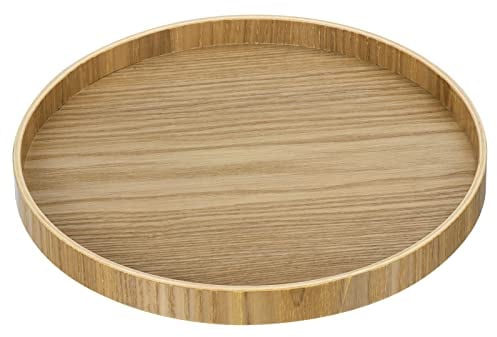 PATIKIL Wood Serving Tray 9 Inch, Round Decorative Platter for Home Decor Kitchen Table Candle Holder
