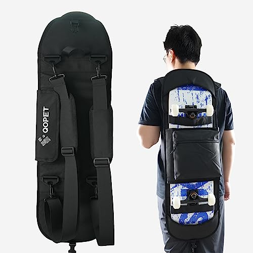 QOPET Skateboard Rucksack aus verdicktem 900D Oxford, Cruiser Board Tasche wasserdicht Elektrische Skateboard Tasche faltbar Rucksack für Skateboarding