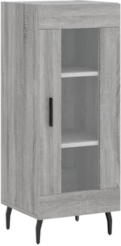 vidaXL Sideboard, Kommode mit viel Stauraum, Beistellschrank Anrichte für Wohnzimmer, Schrank Mehrzweckschrank Glas-Tür, Modern, Grau Sonoma Holzwerkstoff