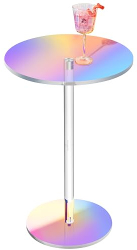 NiHome Luxuriöser irisierender Acryl-Beistelltisch, 1 Stück, kompakt, 30,5 x 30,5 x 48,9 cm, vielseitiges Design für Wohnzimmer und Schlafzimmer, robust, 1 cm dick, stoßfest, einfach zu montieren,