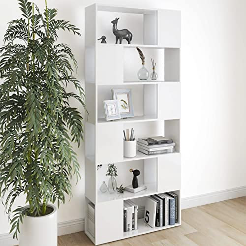 GuyAna Bücherregal Raumteiler Weiß 80x24x186 cm Holzwerkstoff Sideboard Jugendzimmer Möbel