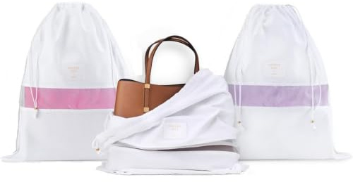Hayden Hill Staubbeutel aus Bio-Baumwolle, 3er-Pack, Gemischte Größen | Zugband-Verschluss, Sichtfenster aus Organza, Für Handtaschen und Schuhe, Schützt vor Staub und Licht