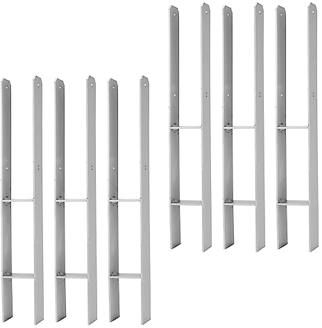 Herrselsam 6 Stück H-Pfostenträger, H-Pfostenanker Besprühte Eisenplatte 600x60x101mm, H-anker für Zaun und Gewächshaus, Pfosten mit Befestigungsmaterial