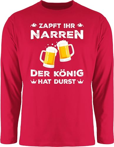 Shirtracer - Langarmshirt Herren Langarm Shirt - Karneval & Fasching - Zapft Ihr Narren der König hat Durst I Biertrinker Geschenk Lustig I Trinksprüche Bierzelt Feiern I Saufen witzige Geschenke