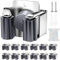 KAHEIGN 12Pcs Stainless Steel Broom Holders, Wall Mounted Mop Bracket Heavy Duty Tool Hook Brush Storage Organiser with Non-slip Silicone Gear for Kitchen Bathroom Closet Garden Garage
