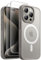JETech 3 in 1 Magnetische Hülle für iPhone 15 Pro 6,1 Zoll mit 2 Stück Gehärtetes Glas Schutzfolie, Kompatibel mit MagSafe, Transluzente Matt Rückseite Stoßfeste Handyhülle (Titan Natur)