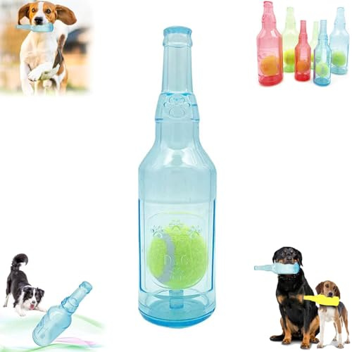 Zen*tric Crunch Play Bottle Toy, Hundespielzeug mit Tennisball, Hund Toy Wasserflasche Cruncher, Hundespielzeug für große Hunde (Blau, Large)