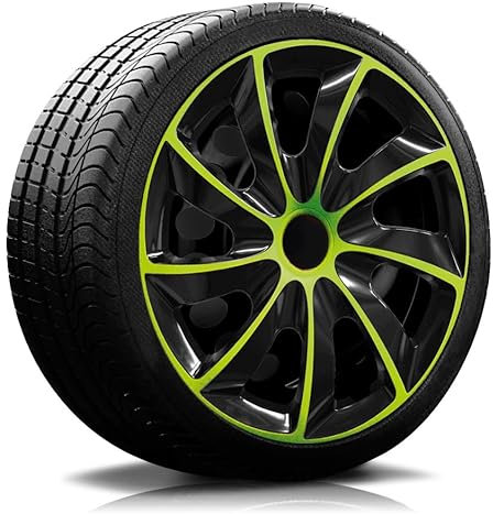 Autoteppich-Stylers RADKAPPEN RADBLENDEN RK02 schwarz/grün für 15 Zoll Stahlfelgen 4 Stück