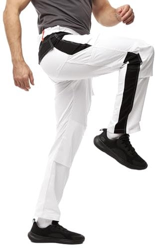strongAnt Pantalones de Trabajo Hombre Pintor Stretch para Yesero Blancos con Bolsillos para Rodilleras - Blanco, 46
