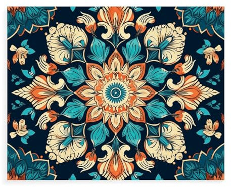 YJWANDL Digital Painting Kit, Vintage Mandala Flowers1 Print Adult Painting Set Paint Kit with Numbers Paint Kit for Beginners Kit DIY Paint Set