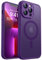 CANSHN Magnetic Compatible with iPhone 13 Pro Max Case(6.7 Inch), Upgraded [Full Camera Protection] [Compatible with Magsafe] [Translucent Matte] Shockproof Protective Phone Case Cover - Deep Purple