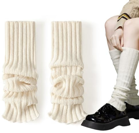 WUSJCOF Jambières Hiver, Guêtres Oktoberfest Femme, Chauffe-Jambes Enfant, Chaussettes Hautes Sans Pied, Protège-Cheville (Blanc)