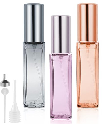 LOPHE Atomizador Perfume de Vidrio, 3 x 10ML Botella de Perfume Recargable, Portátil Frasco Pequeño para Perfume, Pulverizador Perfume Transparente para Viaje, Cita