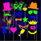 KARLOR UV Party Deko, 18 Pcs Neon Foto-Requisiten Papier Glow Deko Fluoreszierend Dekoration Leuchtend lustig Hüte Brille Bärte Weinglas Schwarzlicht Deko Accessories UV Partyzubehör Outfit