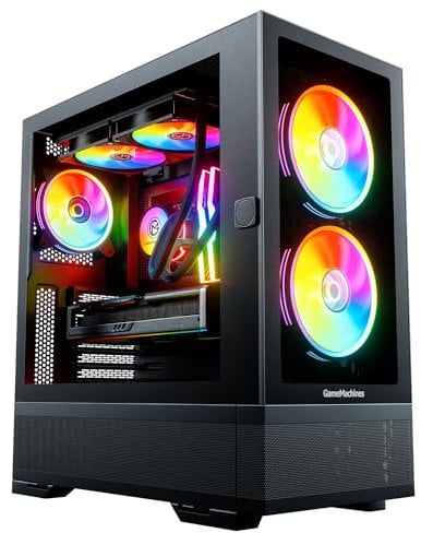 GameMachines Element, Schwarz, ATX PC Gaming Gehäuse, inklusive 3 A-RGB Lüfter