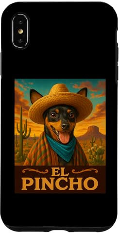 Miniatura Pinscher El Pincho Wild West Cowboy Western Dog Carcasa para iPhone XS Max