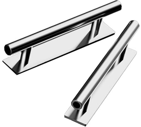 SHYSBV 2 Stück Griffe für Küchenschränke, Selbstklebende Edelstahl Möbelgriffe 128mm Lochabstand, Schubladengriffe & Türgriffe für Küche & Kleiderschrank (Silber)