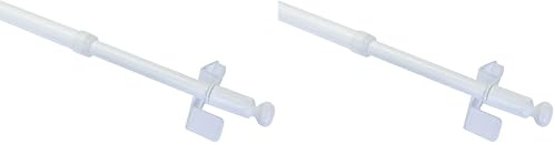 GARDINIA Tringle de vitrage, Fixation par pression, Barre extensible, Pose sans vis et sans perçage, Press&Go Filigrano, Boule, Diamètre: 8/10 mm, Longueur: 50-80 cm, Métal, Blanc (Lot de 2)