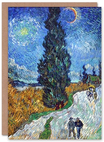 Artery8 Vincent van Gogh Art Card Road with Cypress and Star