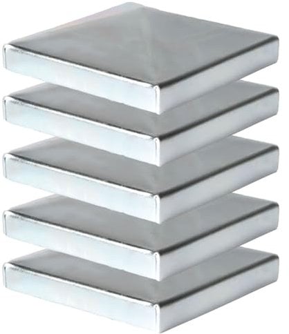 ATTAS Pfostenkappen 6x6 cm (5 Stück) – Verzinkt – Abdeckkappen aus Metall für Holzpfosten & Metallpfosten – 60x60 mm Stahl Kappe in Pyramidenform – Zaunpfosten Schutzkappe