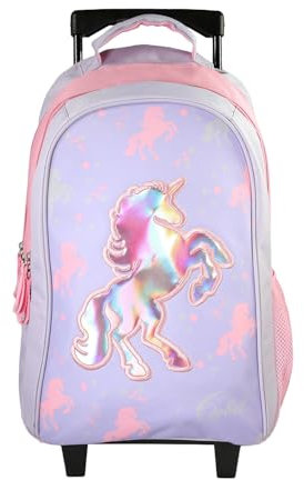 Bagtrotter - Cybel - Sac à Dos Scolaire - Sac à Dos à Roulettes - Violet - 2 Compartiments Zippés - 1 Poche Bouteille - 33x16x45cm - Bretelles Matelassées - Dos Matelassé - Matière Polyester