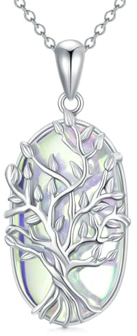 TOUPOP Tree of Life Necklace 925 Sterling Silver Turquoise Necklaces for Women Gemstones Jewellery Christmas Birthday Gifts for Her