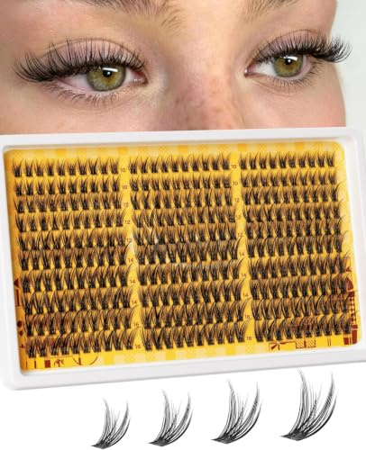 QUEWEL Faux cils en grappes fines - 300 cils naturels et duveteux, courbure C, longueurs mixtes 10-16 mm, à poser soi-même à la maison pour des looks époustouflants à l'infini (QU45)