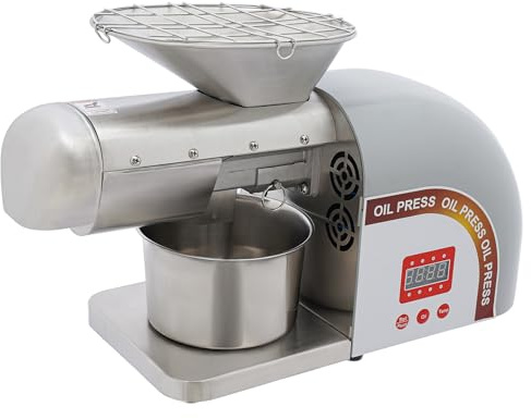 Presse à huile 1800 W 0-300 ℃ Machine de pressage à huile, taux d'extraction de l'huile de 95 % Moulin à huile électrique, noix, arachides, presse à froid, pressoir à chaud, extracteur automatique en