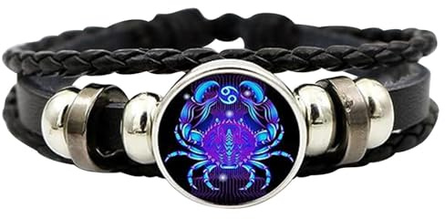 Constellation Plaited Rope Bracelet Handmade Leather Wrap Unisex Bracelet | Astrology Star Sign Wristband Portable Unisex Constellation Leather Wrap Multilayer for Men Adults Birthday Present