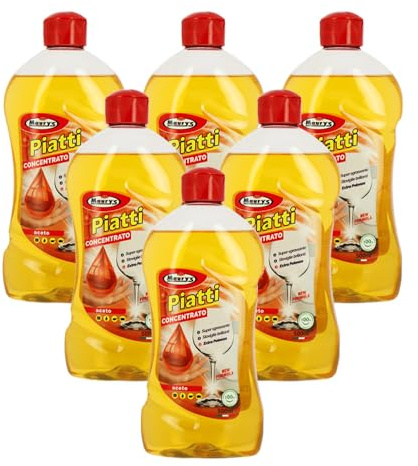 Maury's Detersivo Gel Piatti Concentrato 500 ML - Super Sgrassante, Stoviglie brillanti, Extra Potenza, Stoviglie a Mano - Fragranza Aceto Set 6PZ