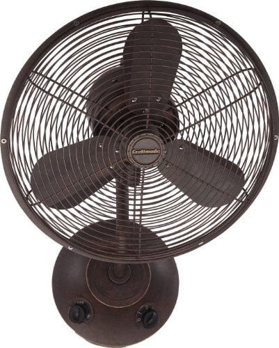 Craftmade - Bellows I 16 in. Indoor/Outdoor 3-Speed Oscillating Aged Bronze Textured Wall Mount Fan, Plugged in or Hardwired Use