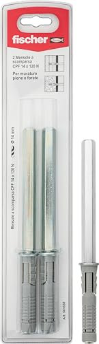 Fischer Reggi Mensola a Scomparsa CPF 14x120 K, per Applicazioni di Mensole, Scaffali e Ripiani su Murature Piene e Semipiene, 2 pezzi, 501638