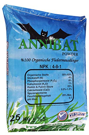 AnniBat Guano - Fertilizante en polvo para murciélagos, 25 kg