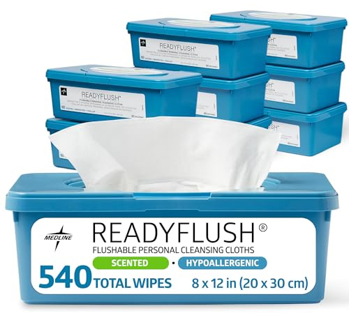 Medline Readyflush Biodegradable Flushable Wipes, 9 Count