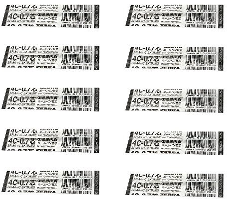 Zebra 4C-0.7 Boîte de 10 recharges d'encre 0,7 mm Noir