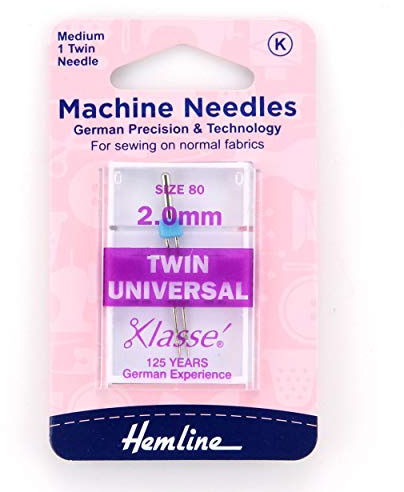 Hemline Machine Needles: Twin Universal - Blue, 2.0mm