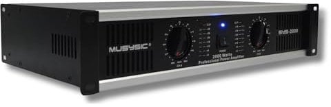 MUSYSIC 2 Channel Power Amplifier Distortion Free and Clear Sound - Professional 2U Chassis Rack Mount Amplifiers for DJs/Experts/Events w/ATR Technology/XLR and 1/4 Inch Inputs - 2000Watts