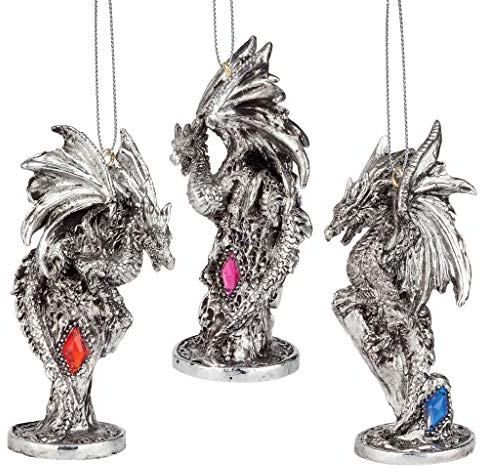 Christbaumschmuck - Drei Drachen von Amesbury Castle Holiday Ornament Set von drei - Drachen-Statue