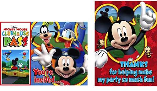 Mickey Maus 'Playtime' Einladungskarten und Dankeskarten W/Umschläge (8 Kt EA.)